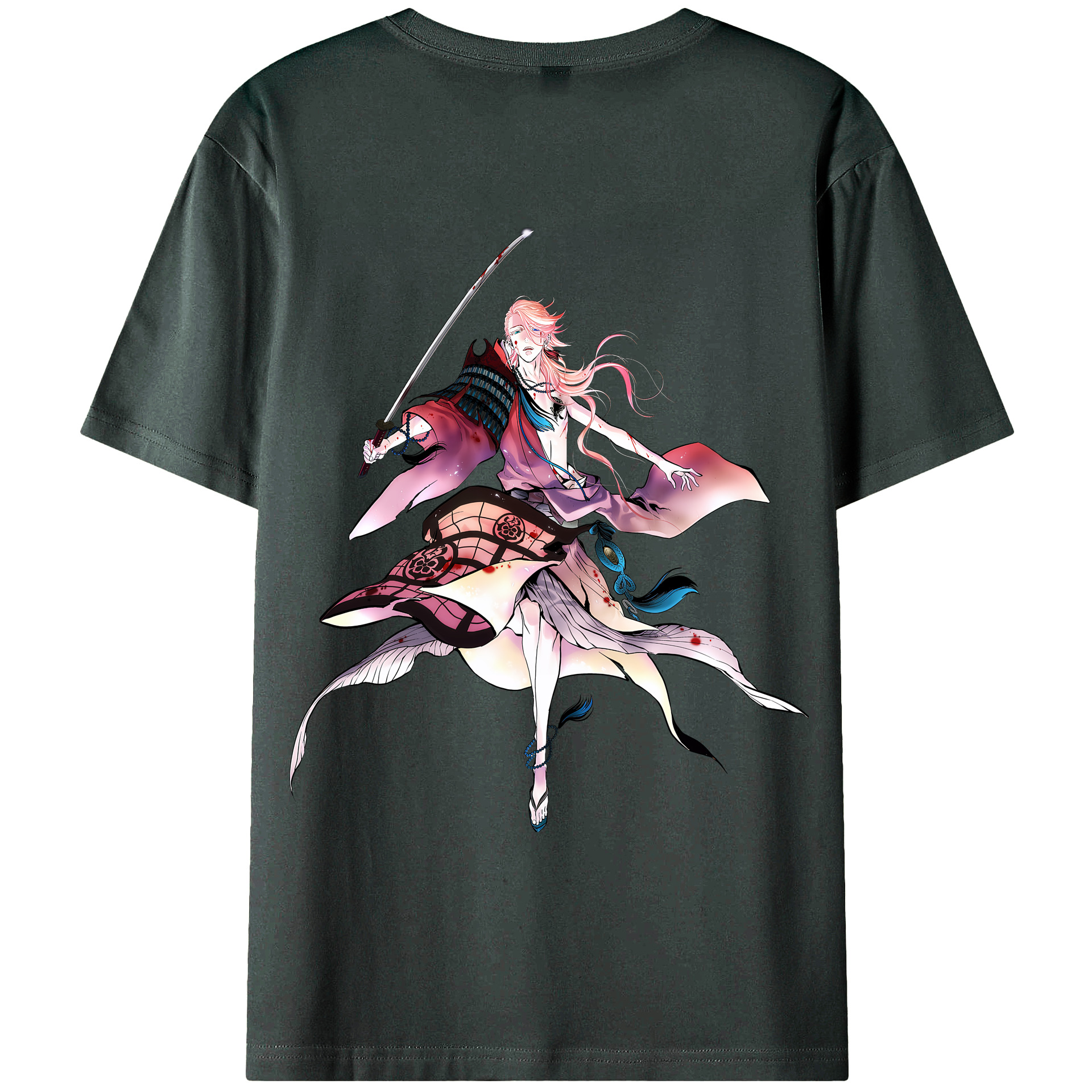 （画像用） 刀剣乱舞 Touken Ranbu 綿100％ メンズ半袖Tシャツ（バックプリント） 通気性